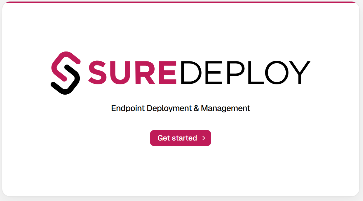 SureDeploy sign-up screen